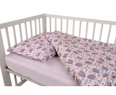 Ropa de Cama de algodón de Dos Piezas para Cuna, 100% algodón, 100 x 135 cm + Almohada de 40 x 60 cm con Cremallera Oculta, Ropa de Cama Infantil (Ãgelos)