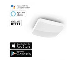 Hama 00176546 Luz de Techo LED WLAN/Wi-Fi, Compatible con Alexa/Google Home, Funciona sin Bridge, Regulable, 27 cm, Control de aplicaciÃ³n/Voz (p. Ej, Punto de Eco), 2.4GHz, Cuadrado, cÃ¡lido Neutro/Blanco frÃ­o, 10 W