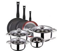 San Ignacio BaterÃ­a 7 piezas Cassel y Set 3 sartenes Ã20/Ã24/Ã28 cms, aluminio forjado, antiadherente, inducciÃ³n