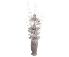 Flourish 722203 PT-30 Cromado jarrón con Flores Artificiales, Color Gris, Negro y Blanco, 80 cm