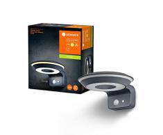 LEDVANCE Aplique solar ENDURA Style Glow, dos anillos de luz controlables por separado, luz blanca cÃ¡lida (3000K), sensor integrado, utilizable sin alimentaciÃ³n, protecciÃ³n IP44, gris oscuro
