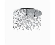 Ideal Lux NEVE PL12 iluminación de techo Cromo G9 - Lámpara (Cromo, Dormitorio, Habitación de los niños, Dining room, Salón, Alrededor, Cepillado, Vidrio, Metal, IP20)