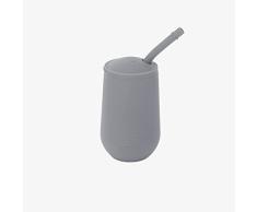 ezpz Happy Cup 24 meses +. Vaso de entrenamiento para niños pequeños con tapa y pajita. 100% silicona. Diseñado por un especialista en alimentación pediátrica. Gris oscuro