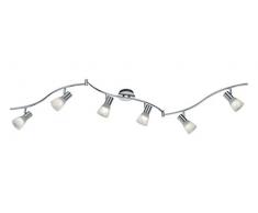 Trio Lighting Lámpara de Techo E14, 6 W, 6er-Schiene Nickel Matt, 6 luces