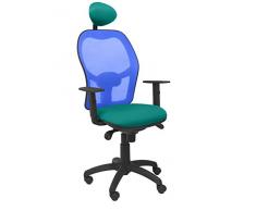 Piqueras Y Crespo (PIQU7) Silla Jorquera Malla Azul Asiento Bali Verde Claro con cabecero Fijo Oficina, Talla Unica