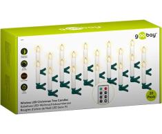 goobay 53942 20 velas de Navidad LED inalÃ¡mbricas - cera real, con mando a distancia, temporizador para ambiente individual y regulador de intensidad, funcio con pilas, blancas