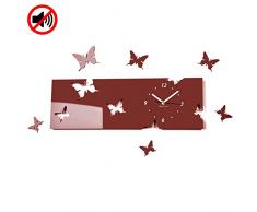 FLEXISTYLE Moderno Reloj de Pared con diseño de Mariposa, Color marrón, Formato apaisado, 20 x 60 cm, 3D DIY, salón, Dormitorio, habitación Infantil