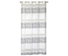Homemaison Visillo con Bandas Jacquard stylisÃ©es, poliÃ©ster, Gris, 240Â x 140Â cm