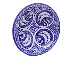 Biscottini Plato decorativo 40,5 x 40,5 x 11,5 cm | Plato de cerámica artesanal marroquà | Decoraciones de cocina | Platos decorativos pintados a mano