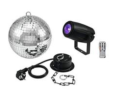 Eurolite 20000563 - Bola de Espejo de 20 cm, con Motor y LED Pinspot, con 5 W - 4 en 1, Rgbw, Color Negro, Talla Ãºnica