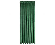 Eurofirany Pierre Cortina de Terciopelo con Cinta de Cortina - 1 Pz. Cortina Termicas Aislantes Visillo de Ventana Opaca para Dormitorio SalÃ³n Privacidad, 215 g/mÂ², 140x300 cm, Verde Oscuro