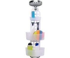 Alpina Cesta de ducha colgante â 71 x 25 cm â EstanterÃa de ducha sin taladros â Cajones ajustables â Blanco