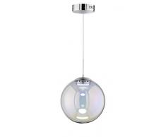 WOFI - Lámpara de interior para salón, lámpara colgante, lámpara colgante, lámpara colgante, lámpara colgante, cromo, regulable, cristal, 8,5 W