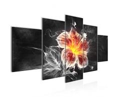 Runa Art Cuadro de Pared con diseÃ±o de Fuego y Flores, Lienzo XXL, para salÃ³n, Vivienda, decoraciÃ³n, Impresiones de Color Gris, 5 Piezas, Fabricado en Alemania, Listo para Colgar 104253c