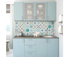 Ambiance 30 Pegatinas de Azulejos | Vinilo Decorativo Autoadhesivo baldosas de Cemento â Stickers Mosaico alicatado Sala de baño y Cocina - Adhesivos de Pared Azulejos â 10 x 10 cm - 30 Unidades