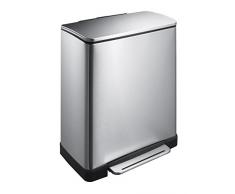 EKO Recycle E-Cube - Papelera con Pedal, Metal, 34,5 x 50 x 65 cm, Metal, Acero Inoxidable, 34.5 x 50 x 65 cm