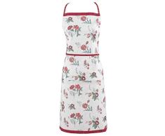Clayre & Eef EVF41 - Delantal de Cocina (100% algodÃ³n, 70 x 85 cm), diseÃ±o de Flores, Color Rojo y Blanco