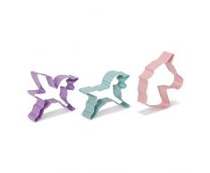 patisse Unicorn Shape Juego de 3 moldes para Galletas de Unicornio, Acero Inoxidable, multicolor