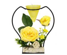 Portavelas Decorativo de Metal con Inserto de Cristal, Vela de tÃ© y Flores Artificiales, portavelas, portavelas, Accesorio para el hogar, decoraciÃ³n de Mesa, Velas de Adviento, Pascua, Adornos 3D