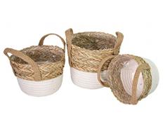 Riffelmacher 01105 - Juego de 3 cestas Trenzadas para Plantas con Inserto de Aluminio, macetas Tejidas en Aspecto Bohemio, Regalo para inauguraciÃ³n