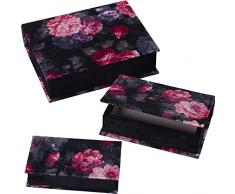 DRW Set de 3 Cajas Libro de Terciopelo Estampado de Flores con Multiples Colores 25x19x7 cm