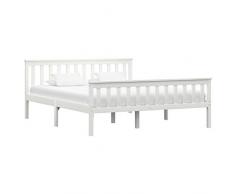 vidaXL Marco de Cama Blanco Madera de Pino Maciza, 160 x 200 cm