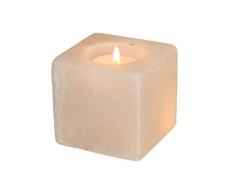 Salt Dreams de Sal del Himalaya Cristal portavelas Cubo, White Line, Cristales de Sal, Blanco, 7Â x 7Â x 6,5Â cm