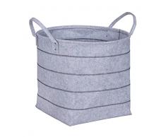 Wenko Cesta de almacenamiento Nella L, cesto de fieltro calidad, poliéster 100 % de fácil cuidado en color gris, bordado decorativo y 2 asas para un cómodo transporte, 79 L de volumen, à 48 x 44 cm