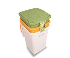 Duplast 7463 50L- Cubo de basura para reciclaje diferenciado, rectangular, colores verde, blanco y amarillo, 50 L, 370 mm, 370 mm, 530 mm, conjunto de 3 piezas