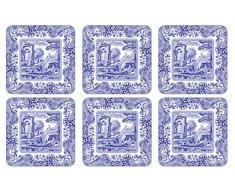 Azul Italiano MDF con Corcho 10,5 x cm 10,5 Parte Posavasos, 6 Unidades, Azul/Blanco
