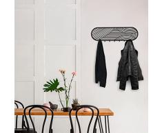 OJOS 494PYT1111 - Gancho de pared de metal negro 70 x 3 x 23 cm para decoración de salón o dormitorio