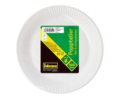 Idena 58250 - Platos de fiesta, blanco, 100 piezas, diÃ¡metro 23 cm, vajilla de fiesta
