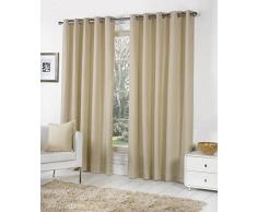 Fusion Sorbonne - Cortinas con Forro y Ojales (de algodón), Color Liso, algodón, Natural, 66x90 (168 x 229 cm)