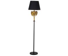 DRW Lampara de pie con Cabeza de Elefante de Metal con Pantalla en Negro y Dorado 37x164cm