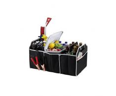 Parence.- Organizador Baúl Plegable / Bolsa Coche con 3 Compartimentos y Asas - Papelera Transportable de Gran Capacidad - Poliéster - Color Negro