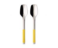 Villeroy & Boch S+ Lemon Pie Cubertería para ensalada, 2 piezas, 28 cm, Acero inoxidable, Mangos de silicona amarilla