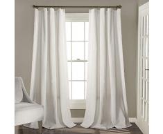 Lush Decor Rosalie - Juego de Cortinas de Ventana de Estilo rústico para Sala de Estar, Comedor y Dormitorio (par), 54 Pulgadas de Ancho x 108 Pulgadas de Largo, Color Blanco Roto
