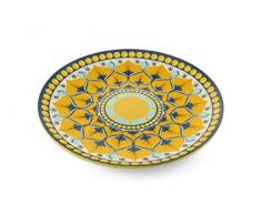 Villa dEste Home Tivoli Sicilia Power Flower - Plato Decorativo Redondo, Amarillo, Medidas: Ã 34 x h. 4 cm.
