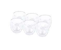 axentia Juego de vasos de doble pared, 6 piezas de vidrio aislante de borosilicato, aprox. 250 ml cada uno, transparente