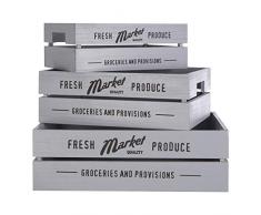 Premier Housewares - Juego de 3 cestas rústicas (Madera de Paulownia, Madera contrachapada), Color Gris