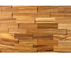 wodewa Paneles de Madera para Pared Zebrano I 1m² Revestimiento de Paredes 3D Panel Decorativo Madera Interior Sala de Estar Cocina Dormitorio Mural Panel Madera