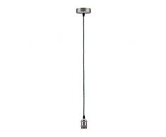 Paulmann 50322 LÃ¡mpara colgante vintage, casquillo E27 y cable de tela, luminaria de techo Retro gris/nÃ­quel, con casquillo, cepillado, sin fuente de luz, portalÃ¡mparas
