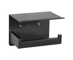 Allinside Portarrollos de baÃ±o Allinside con Estante sin perforaciÃ³n, Soporte de Papel higiÃ©nico Autoadhesivo montado en la Pared para baÃ±o, Inodoro y Cocina, Acero Inoxidable, Negro