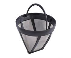 Xavax Filtro de café tamaño 4, Filtro de duración para máquinas de café y té, 12 cm de diámetro, 10 cm de Altura, Tejido de Acero Inoxidable, Reutilizable, Apto para lavavajillas, Filtro Permanente