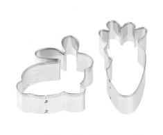 Dr. Oetker - Moldes para Galletas con Forma de Conejo y Zanahoria, 2 Unidades, Color Plateado