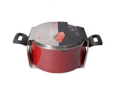 Fagor Maxima Cacerola Inducción 24 cm, Tapa de Cristal, Aluminio Forjado, Espesor 4 mm, Antiadherente Ecológico XYLAN PLUS sin PFOA, Apta para Todas Las Cocinas, Vitrocerámica, Gas, Lavavajillas, Rojo