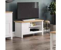 Vida Designs Mueble de TV Arlington de 1 Puerta, Madera de ingenierÃ­a, White, H 49 x W 95 x D 39 Cm