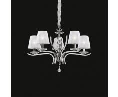 Ideal Lux PEGASO SP5 - Lámpara (Interior, Cromo, Color blanco, Tela, Vidrio, Metal, IP20, Cepillado, Salón)