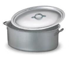 Ollas Agnelli Oval cazuela con Dos Asas y Tapa, BLTF Aluminio, con Final de Matt, de Plata, 28 cm