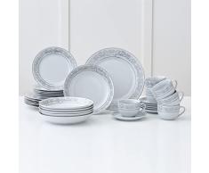30-piezas vajilla, Brisa, blanca, plateada